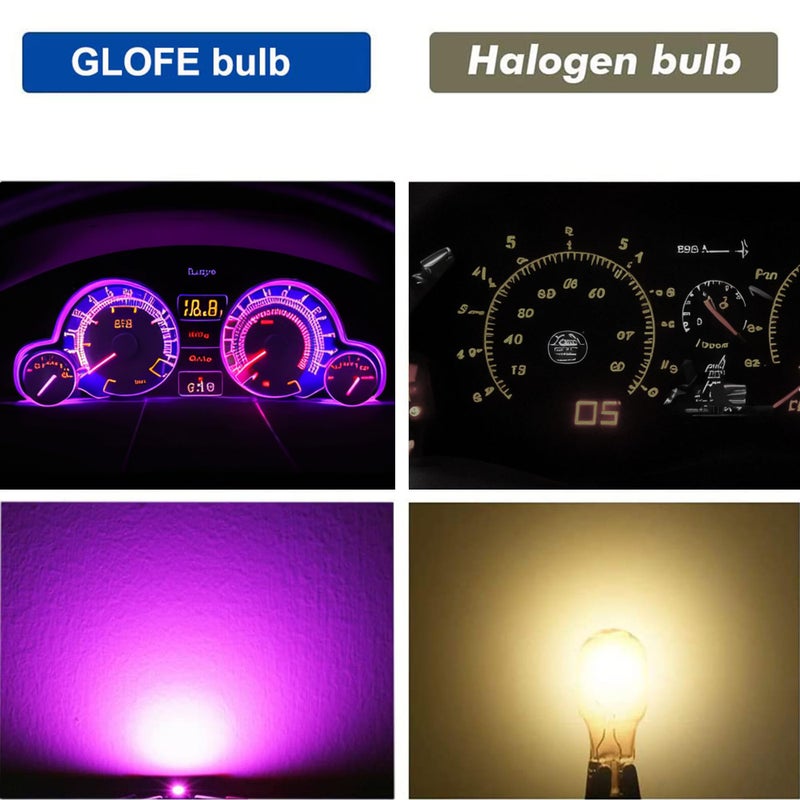 GLOFE T10 194 168 Dash Instrument White LED Light Bulbs Bright Panel Gauge Cluster Dashboard LED Light Bulbs 10Pcs/Set (Purple/pink) - Image 3
